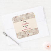 Niedliche Waldtiere Nordic Pattern Küche Quadratischer Aufkleber (Umschlag)