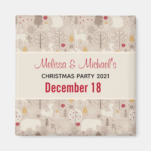 Niedliche Waldtiere Nordische Muster Save the Date Magnet (Vorne)