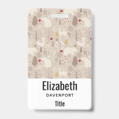 Niedliche Waldtiere Nordisches Muster Ausweis (Rückseite)