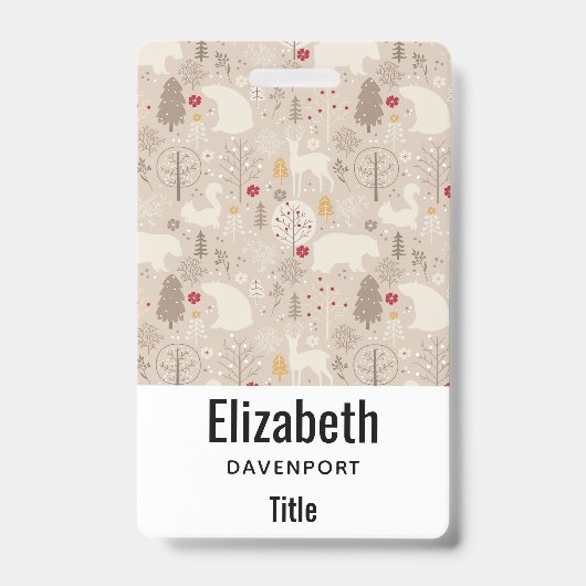 Niedliche Waldtiere Nordisches Muster Ausweis (Vorderseite)