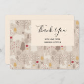 Niedliche Waldtiere Nordisches Muster Dankeskarte (Vorne/Hinten)