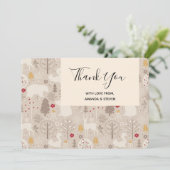 Niedliche Waldtiere Nordisches Muster Dankeskarte (Stehend Vorderseite)