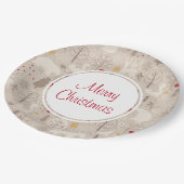 Niedliche Waldtiere Nordisches Muster Pappteller (Schrägansicht)