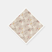 Niedliche Waldtiere Nordisches Muster Serviette (Ecke)