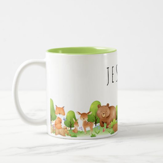 Niedliche Waldtiere personalisierte Tasse (Links)