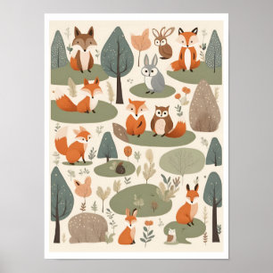 Niedliche Waldtiere Poster