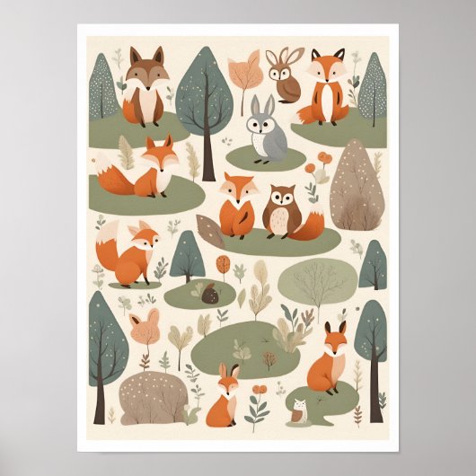 Niedliche Waldtiere Poster (Vorne)