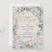 Niedliche Waldtiere QR Girl Baby Shower Einladung (Vorderseite)