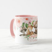 Niedliche Waldtiere Rosa Blütenblüte Tasse (Vorderseite Links)