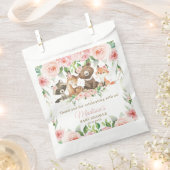Niedliche Waldtiere Rosa Blütenmädchen Kinderdusch Geschenktütchen (Ausgeschnitten)