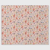 Niedliche Waldtiere Rosa Kinderdusche Geschenkpapier (Flach)