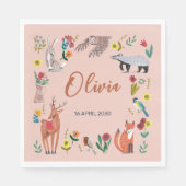 Niedliche Waldtiere Rosa Kinderdusche Serviette (Vorderseite)