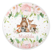 Niedliche Waldtiere Rosa Kinderzimmer Keramikknauf (Vorderseite)