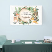 Niedliche Waldtiere Rustikale Grünflächen 1. Gebur Banner (Messeveranstaltung)