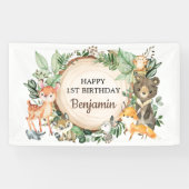 Niedliche Waldtiere Rustikale Grünflächen 1. Gebur Banner (Horizontal)