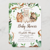 Niedliche Waldtiere Schafe Blätter Kinderdusche Einladung (Vorne/Hinten)