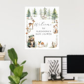 Niedliche Waldtiere tragen Hirschbaby-Dusche Poster (Heimbüro)