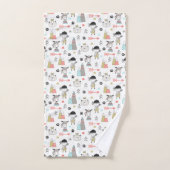 Niedliche Waldtiere u. indisches Jungen-Muster Badhandtuch Set (Handtuch)