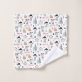 Niedliche Waldtiere u. indisches Jungen-Muster Badhandtuch Set (Waschlappen)