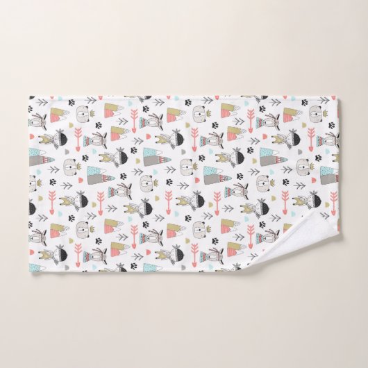 Niedliche Waldtiere u. indisches Jungen-Muster Badhandtuch Set (Handtuch)