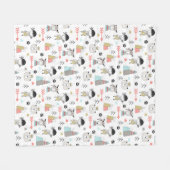 Niedliche Waldtiere u. indisches Jungen-Muster Fleecedecke (Vorderseite (Horizontal))