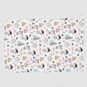 Niedliche Waldtiere u. indisches Jungen-Muster Golfhandtuch (Horizontal)