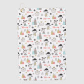 Niedliche Waldtiere u. indisches Jungen-Muster Golfhandtuch (Vorderseite)