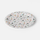 Niedliche Waldtiere u. indisches Jungen-Muster Pappteller (Schrägansicht)