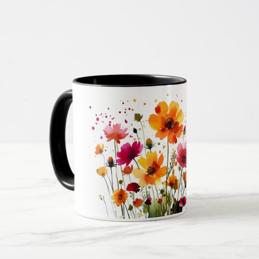 Niedliche Waldtiere und Frühlingsblumen Kaffeetass Tasse (Vorderseite Links)