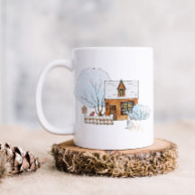 Niedliche Waldtiere und Weihnachtsbauten