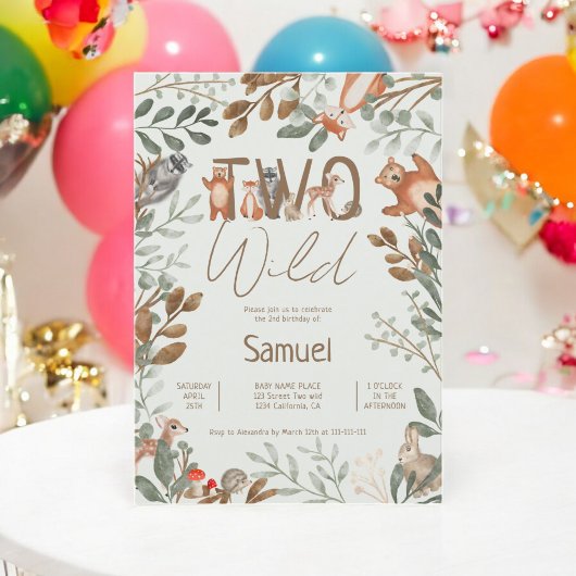 Niedliche Waldtiere (Waldtiere) 2. Geburtstag Einladung