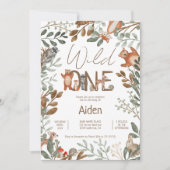 Niedliche Waldtiere Waldtiere Waldland 1. Geburtst Einladung (Vorderseite)