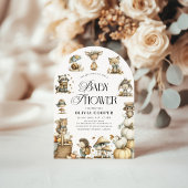 Niedliche Waldtiere Wasserfarben Kinderdusche Einladung