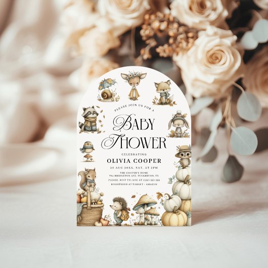 Niedliche Waldtiere Wasserfarben Kinderdusche Einladung