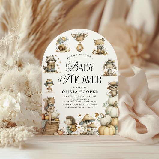 Niedliche Waldtiere Wasserfarben Kinderdusche Einladung