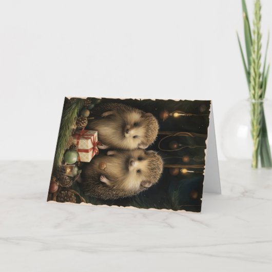 Niedliche Waldtiere Weihnachtsgrüße Karte (Vorderseite)