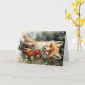 Niedliche Waldtiere Weihnachtsgrüße Karte (Gelbe Blume)