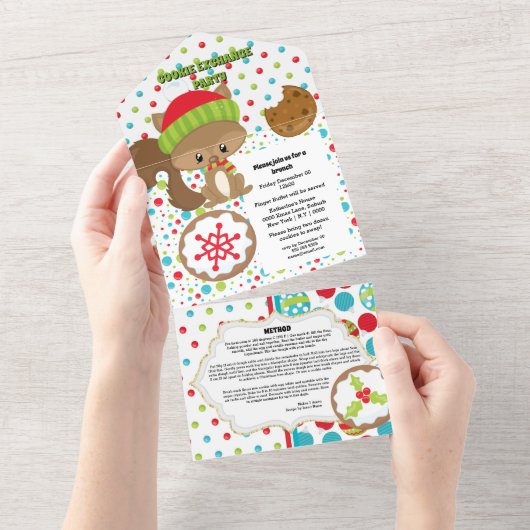 Niedliche Waldtiere Weihnachtskochtkarte All In One Einladung (Abreißen)