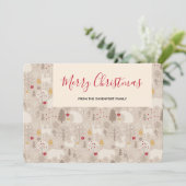 Niedliche Waldtiere Weihnachtsmuster Feiertagskarte (Stehend Vorderseite)