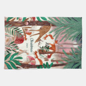 Niedliche Waldtiere Weihnachtswald Geschirrtuch (Horizontal)