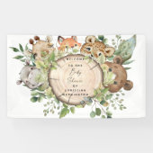 Niedliche Waldtiere Weiße Babydusche Banner (Horizontal)