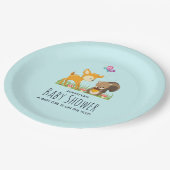 Niedliche Waldtiere Whimsical Cartoon Kinderdusche Pappteller (Schrägansicht)