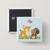 Niedliche Waldtiere Whimsischer Cartoon Button (Vorne & Hinten)