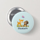 Niedliche Waldtiere Whimsischer Cartoon Button (Vorne & Hinten)
