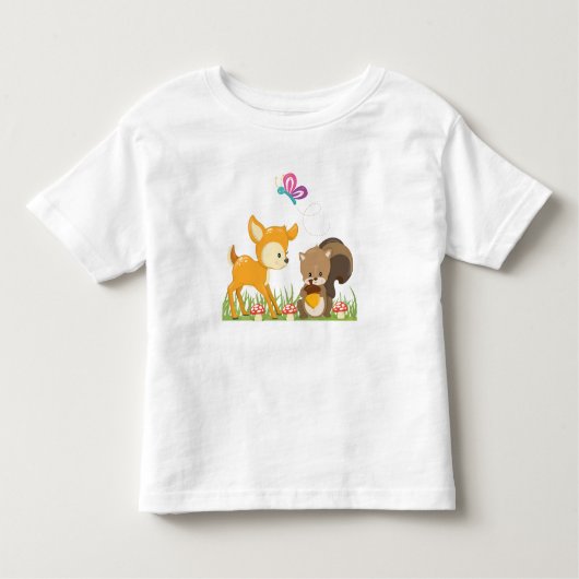 Niedliche Waldtiere Whimsischer Cartoon Kleinkind T-shirt (Vorderseite)