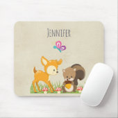 Niedliche Waldtiere Whimsischer Cartoon Mousepad (Mit Mouse)