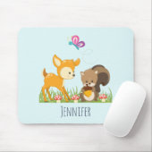 Niedliche Waldtiere Whimsischer Cartoon Mousepad (Mit Mouse)