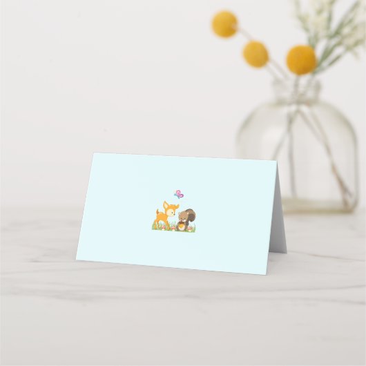 Niedliche Waldtiere Whimsischer Cartoon Platzkarte (Rückseite)