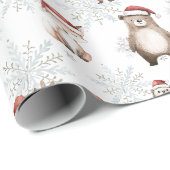 Niedliche Waldtiere Winter Wonderland Decoupage Geschenkpapier (Rolleneckpunkt)