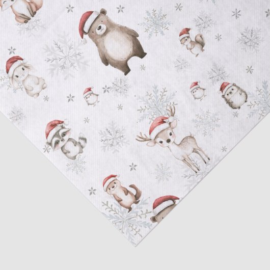 Niedliche Waldtiere Winter Wonderland Decoupage Seidenpapier (Detail)